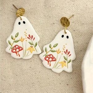 Ghost Earrings with Floral Design